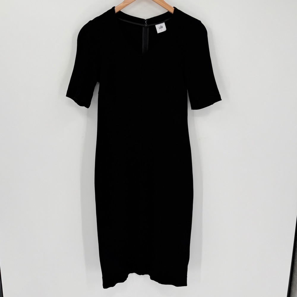 Cabi Claire Black Sheath Midi Dress V-Neck Stretch Career Style 3101 Size 4